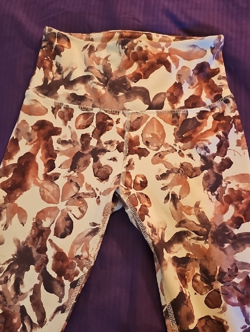 Source Unknown Floral Pink and Brown Leggings - Picture 2 of 4